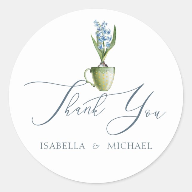 Adesivo Redondo Casamento Floral de Aquarela Elegante (Frente)