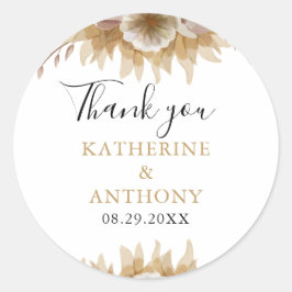 Adesivo Redondo Casamento Floral de Boho Minimal