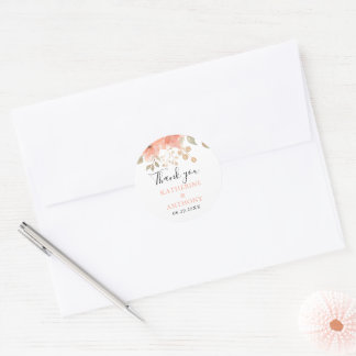 Adesivo Redondo Casamento Floral de Boho Minimal
