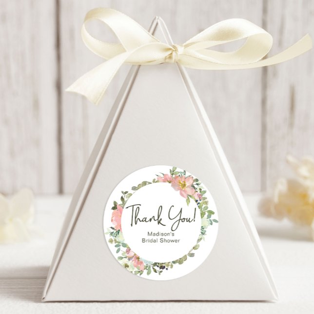 Adesivo Redondo Casamento Floral de Eggshell e Blush (Criador carregado)