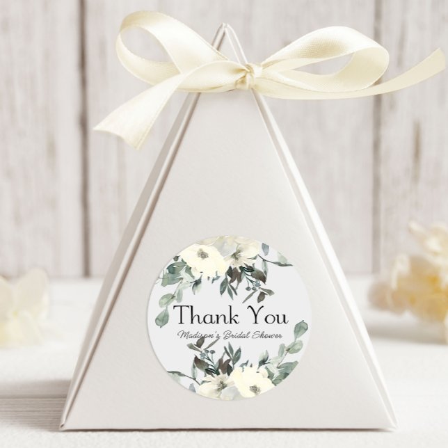 Adesivo Redondo Casamento Floral de Ivory White Roses (Criador carregado)