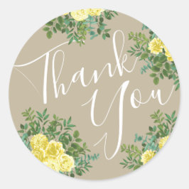 Adesivo Redondo Casamento Floral de Khaki Ecru Rosa