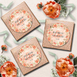 Adesivo Redondo Casamento Floral de Laranja Laranja-Aquarela<br><div class="desc">Lindas flores cor-de-laranja e folhas elegantes destacam esses adesivos redondos com sua redação em letra chic. Perfeito para casamentos,  chás de panela e muito mais. CORRESPONDENDO a itens na nossa loja.</div>