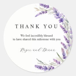 Adesivo Redondo Casamento Floral de Lavanda Rústica