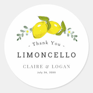 Adesivo Redondo Casamento Floral de Limoncello Lemon Obrigado