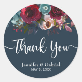 Adesivo Redondo Casamento Floral De Marinho Vermelho Burgundy Mars