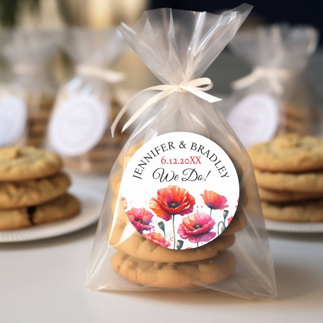 Adesivo Redondo Casamento Floral de Papas Vermelhas (Criador carregado)