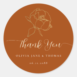 Adesivo Redondo Casamento Floral De Queda De Ferrugem Moderna Obri