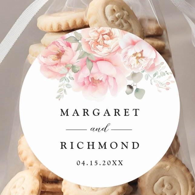 Adesivo Redondo Casamento Floral de Rosa Rosa Rosa Rosa Rosa Mole  (Criador carregado)