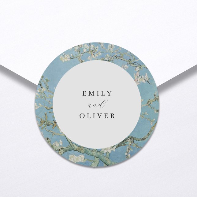 Adesivo Redondo Casamento Floral de Vincent Van Gogh Almond Blosso (Criador carregado)