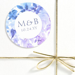 Adesivo Redondo Casamento Floral de Wisteria de Wisteria Purple Mo