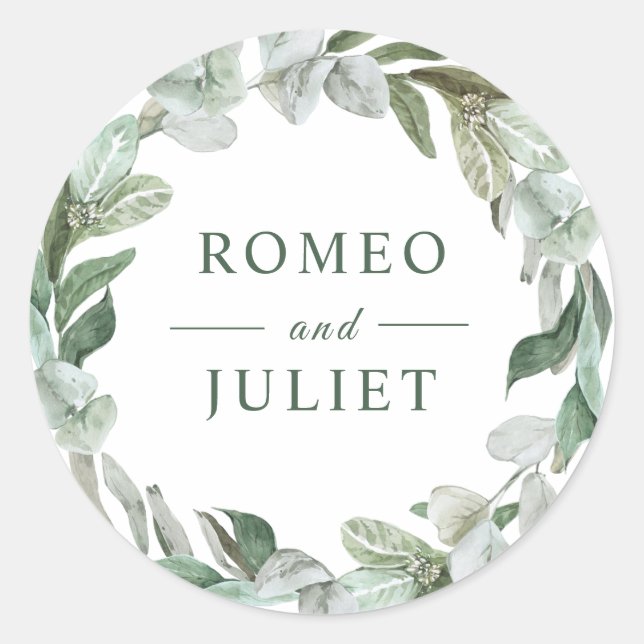 Adesivo Redondo Casamento Floral do Jardim de Verão (Frente)