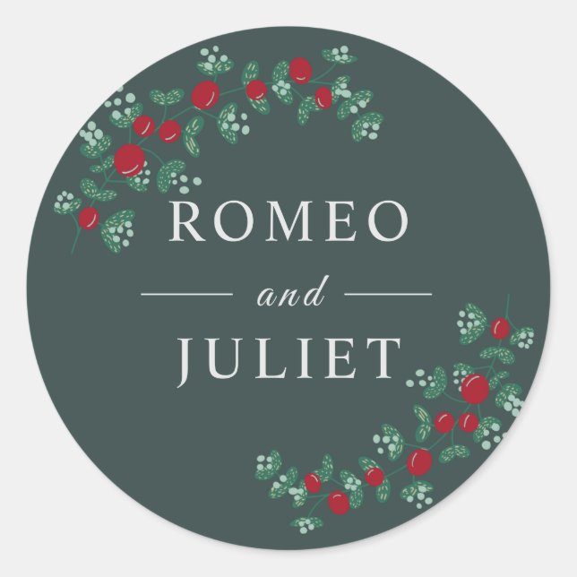 Adesivo Redondo Casamento Floral do Jardim de Verão (Frente)