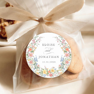 Adesivo Redondo Casamento Floral do Jardim do Primavera de Pastel 