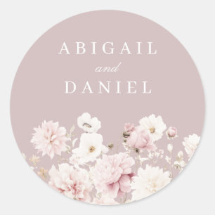 Adesivo Redondo Casamento Floral do Jardim Vermelho Dusty Pink Blu