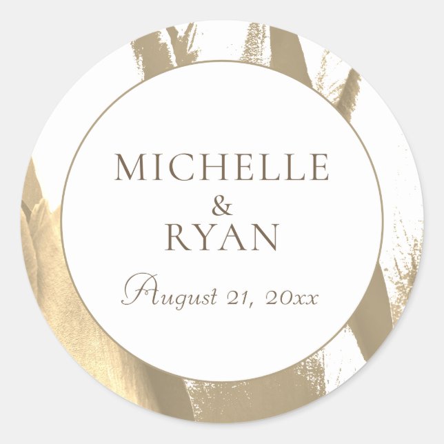 Adesivo Redondo Casamento Floral do Ouro Elegante Tulips (Frente)