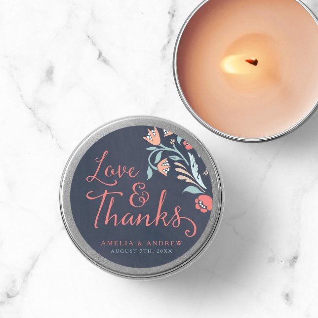 Adesivo Redondo Casamento Floral do Quadro Chalkboard Azul com Obr (Criador carregado)