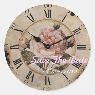Adesivo Redondo Casamento floral do steampunk do rosa do rosa do
