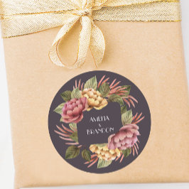 Adesivo Redondo Casamento Floral Dramático