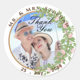 Adesivo Redondo Casamento Floral Elegância Encantado