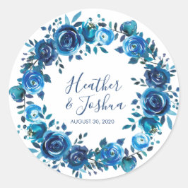 Adesivo Redondo Casamento Floral Indigo Mood