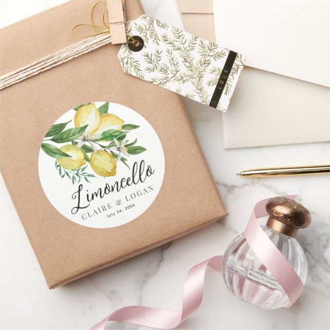 Adesivo Redondo Casamento Floral Limão Citrus (Presentear)