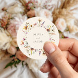 Adesivo Redondo Casamento Floral Minimalista Boho Wildflower<br><div class="desc">Vinhetas de Casamento Floral de Boho Wildflower Minimalistas</div>