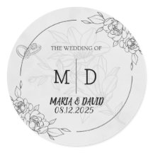 "Casamento Floral Minimalista Preto e Branco Elega