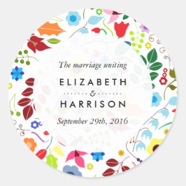 Adesivo Redondo Casamento Floral Modern Boho Chic