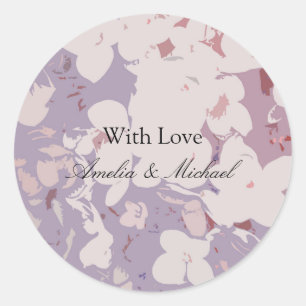 Adesivo Redondo Casamento Floral Moderno Com Amor