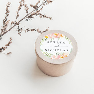 Adesivo Redondo Casamento floral pairoso da grinalda