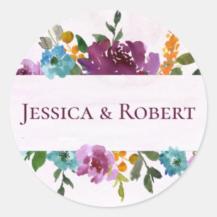Adesivo Redondo Casamento floral personalizado   do esplendor