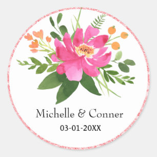 Adesivo Redondo Casamento Floral Rosa Rosa Rosa Rosa Rosa Rosa Ros