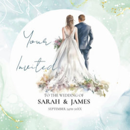 Adesivo Redondo Casamento Floral Rustic Classic Boho