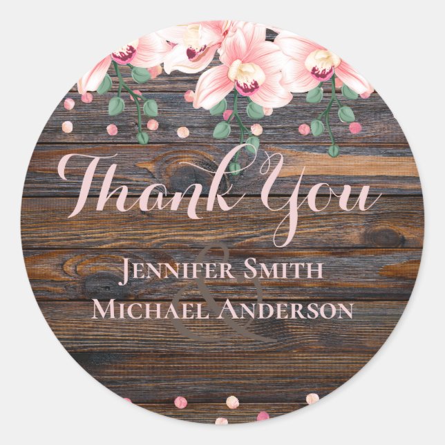 Adesivo Redondo Casamento Floral Rustic Dusty Rosa Rosa (Frente)