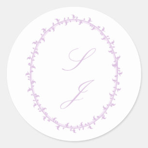 Adesivo Redondo Casamento floral simples lavanda