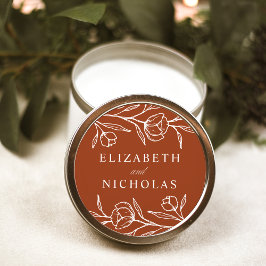 Adesivo Redondo Casamento Floral Terracotta Escrito