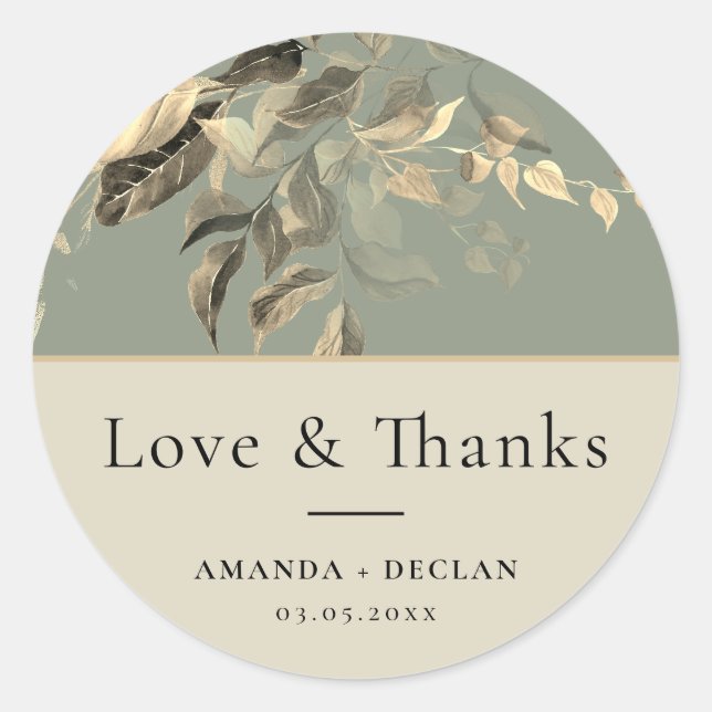 Adesivo Redondo Casamento Floral Verde de Salas Selvagens (Frente)