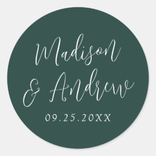 Adesivo Redondo Casamento Floresta Verde Personalizado com Letra S