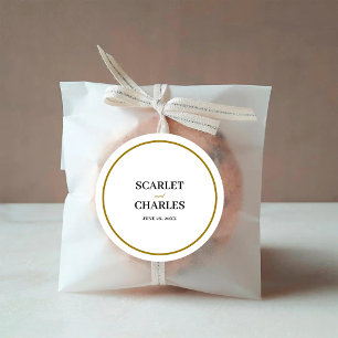 Adesivo Redondo Casamento Formal Clássico com Monograma Preto e Do