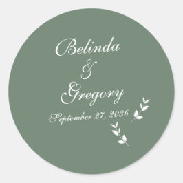 Adesivo Redondo Casamento Formal De Azeitona Verde De Elegante