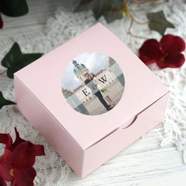 Adesivo Redondo Casamento Fotográfico de Iniciais de Monograma de  (Criador carregado)