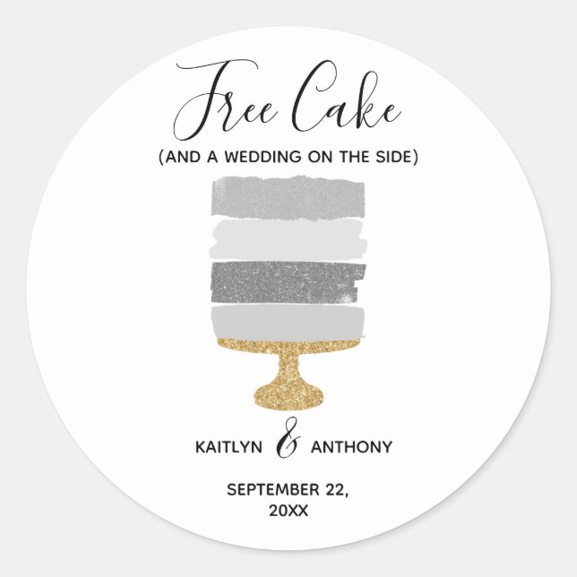 Adesivo Redondo Casamento Fotográfico moderno e engraçado do Bake  (Frente)