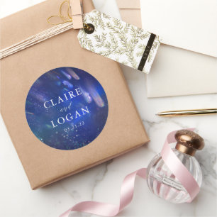 Adesivo Redondo Casamento Galáxia Estrelas Cadentes Celestiais