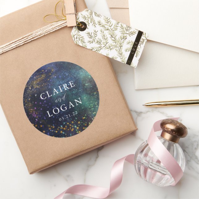 Adesivo Redondo Casamento Galáxia Noite Estrelada (Presentear)