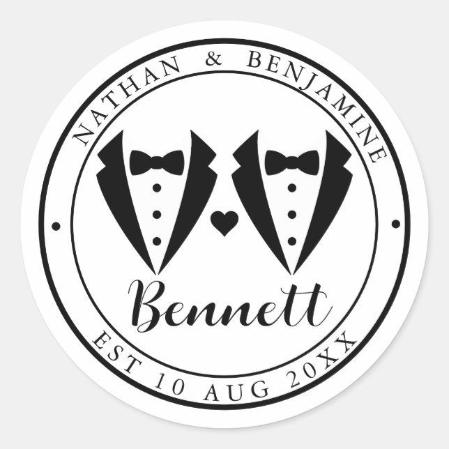 Adesivo Redondo Casamento gay Modern Wedding (Frente)