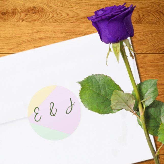 Adesivo Redondo Casamento Geométrico de Pastel Mudado (Criador carregado)