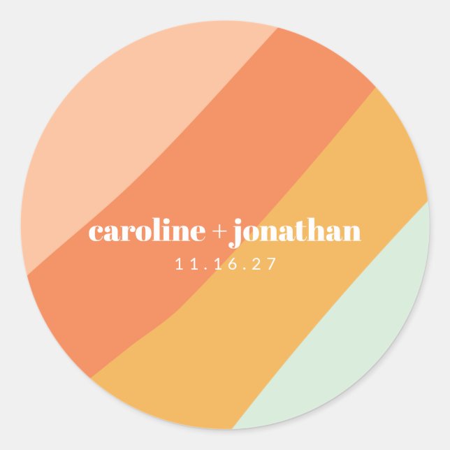 Adesivo Redondo Casamento Geométrico do Pastel da Casa Retro (Frente)