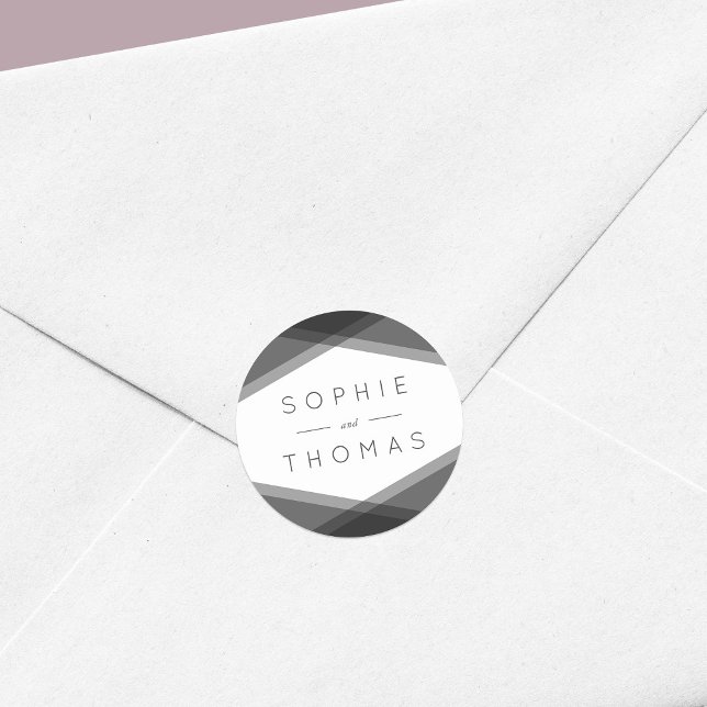 Adesivo Redondo Casamento Geométrico em Camada de cinzas (Criador carregado)