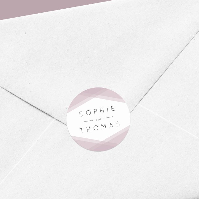 Adesivo Redondo Casamento Geométrico em Camadas Mauve (Criador carregado)